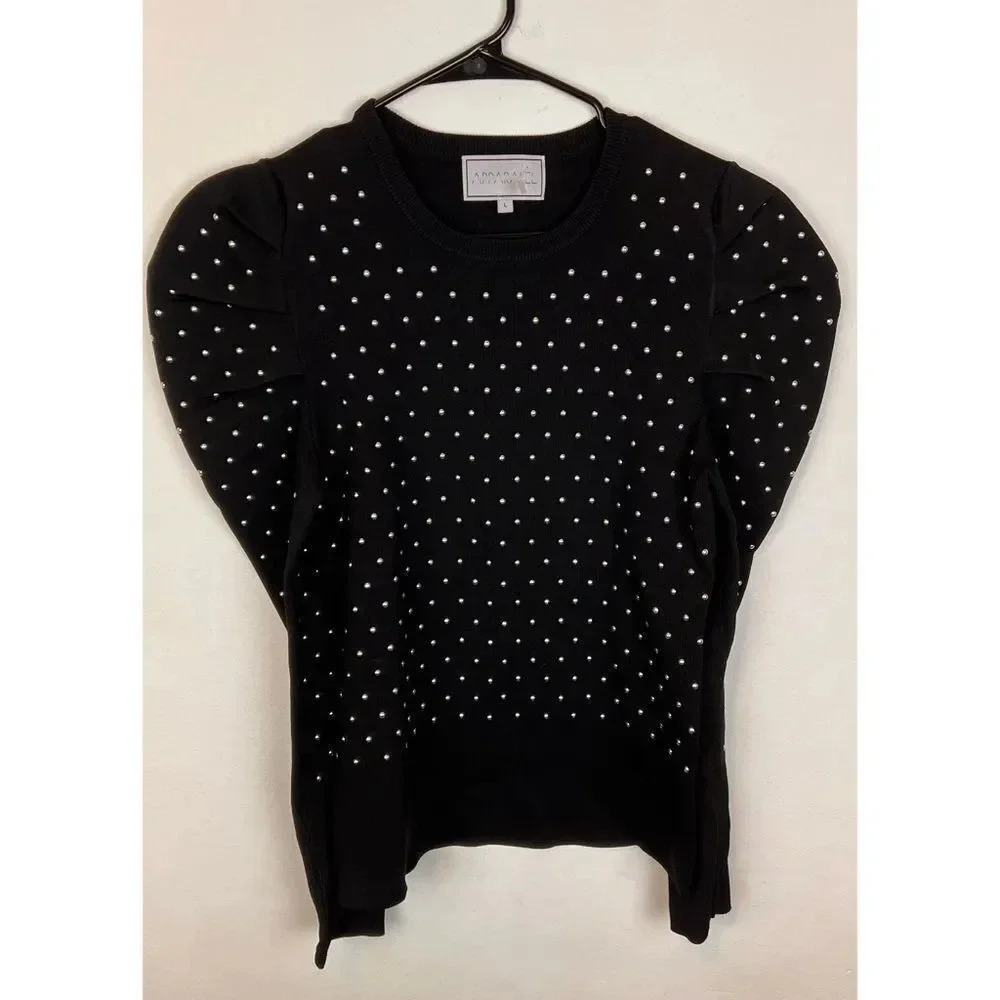 Apparalel Black Puff Shoulder Top Size L - Picture 10 of 16